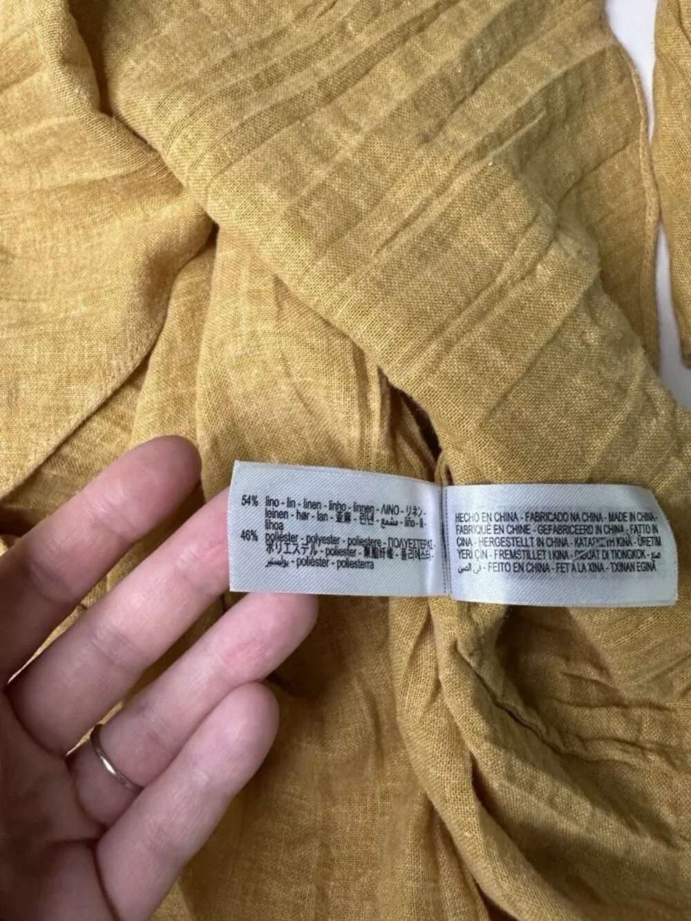 ZARA PLEATED LINEN BLEND TUNIC DRESS ZW COLLECTION Boho Mustard Yellow XS